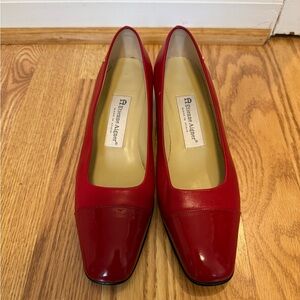 Etienne Aigner Classic Red Square-Toe Heels